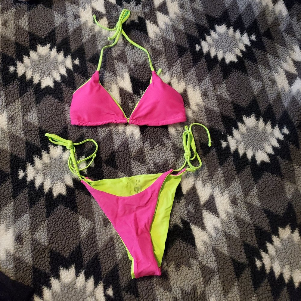 New NEON lime and HOT pink string bikini